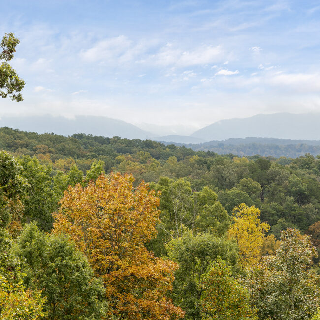 Autumn ridge view from the Rocky Top Hideaway, a custom home by Mike Stevens Homes