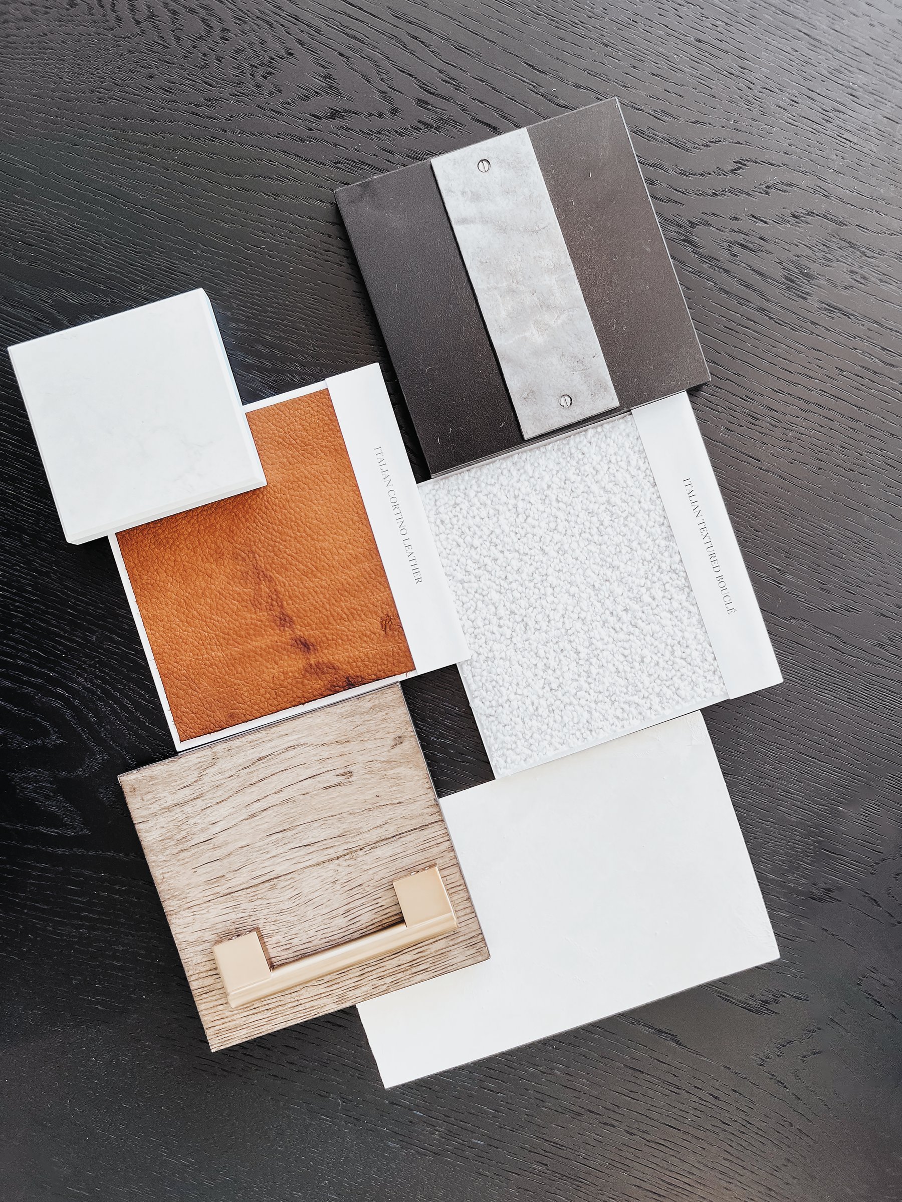 Cabinetry, stone, leather, and hardware selections at the MSH design center