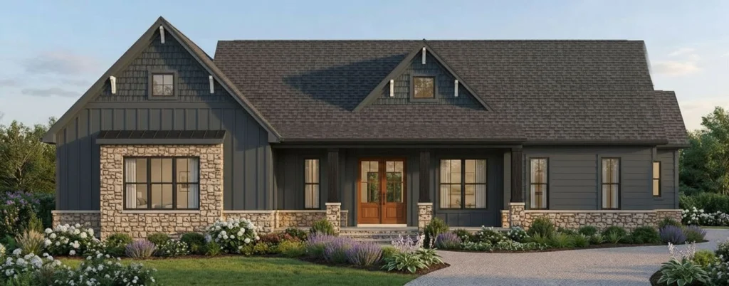 Exterior rendering of The Elkmont house plan by Mike Stevens Homes