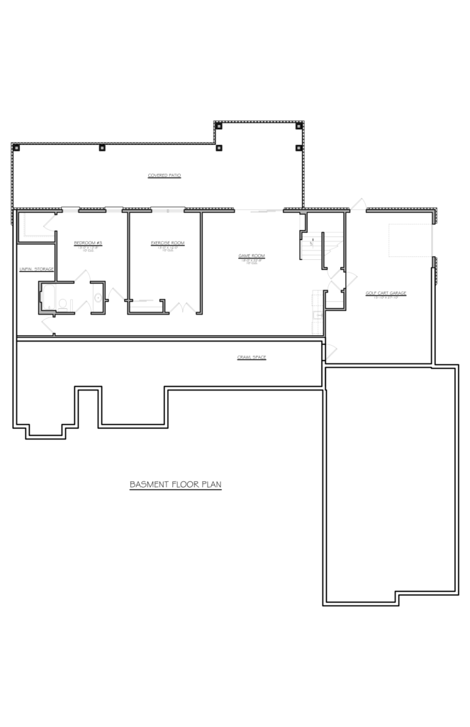 Basement floor plan of The Maryville house plan by Mike Stevens Homes